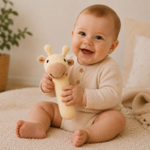 Baby med giraf rangle