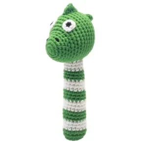 Hæklet rangle -- dino (grøn)