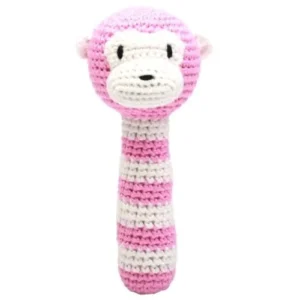 Hæklet rangle -- abe (pink)