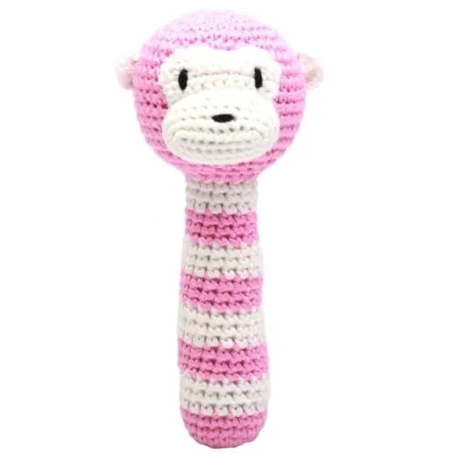 Hæklet rangle -- abe (pink)