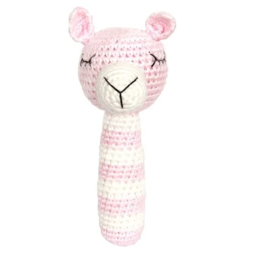 Hæklet rangle -- lama (baby pink)