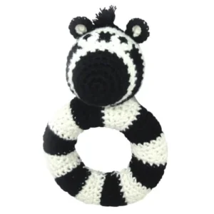 Hæklet rund rangle -- zebra