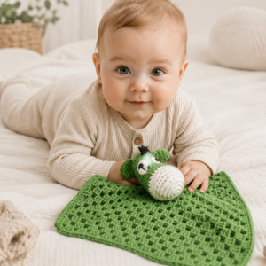 Baby med æsel nusseklud