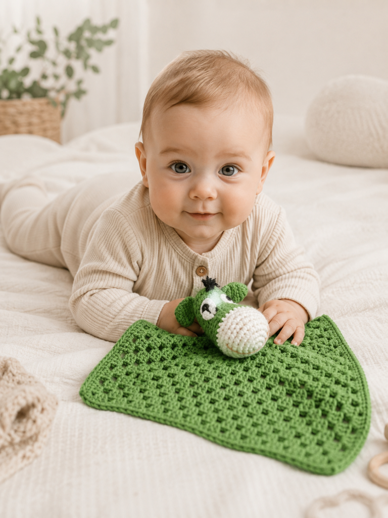 Baby med æsel nusseklud