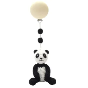 Hæklet barnevognsophæng -- panda